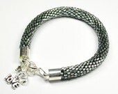 Bead Crochet Bracelet. Bracelet in Silver. Gray Braceet. Beaded Bracelet. Toho Seed Beads Bracelet.