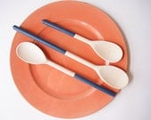 Wooden Spoons Set of 3: Navy Blue, Kitchen Utinsils, Modern Kitchen