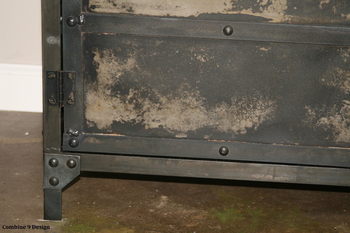 Vintage Industrial Media Console/TV Stand (credenza). Custom Sizes/Configurations available. Urban loft, retro, minimalilst hutch.