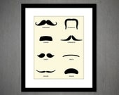 Moustache art print -  8x10 poster -  The Mustache collection - mustache print