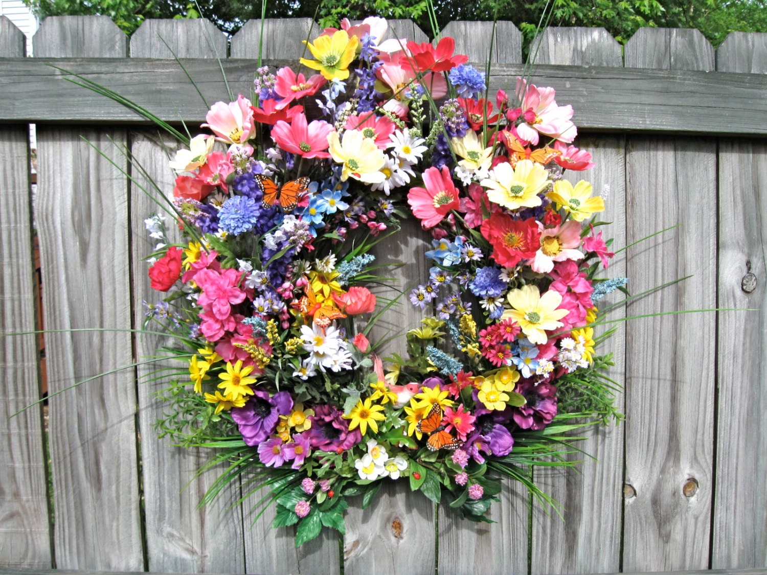 Field of Cosmos and Colorado Wildflowers Wreath