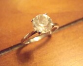 Cubic Zirconia Multi Cut Solitare Silver signed Uncas-Engagement-Size 7-two available-Proceeds Benefit ALS Research