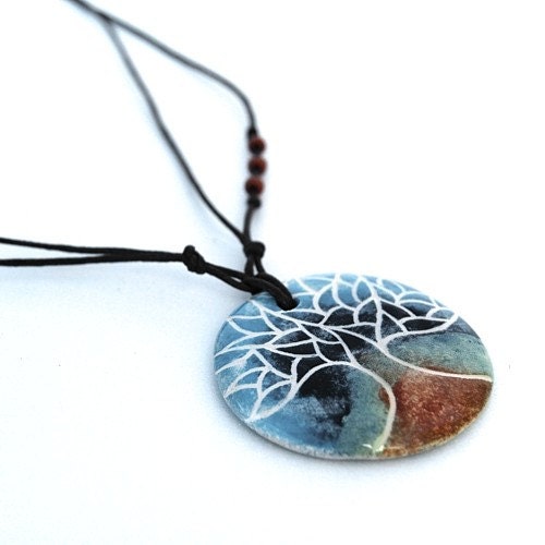 Ceramic necklace - leafy tree