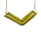 Yellow Necklace, Chevron Necklace, Cord Rope Necklace, Macrame Necklace, Knot Necklace, Arrow Necklace, Statement Jewellery, Chain Necklace