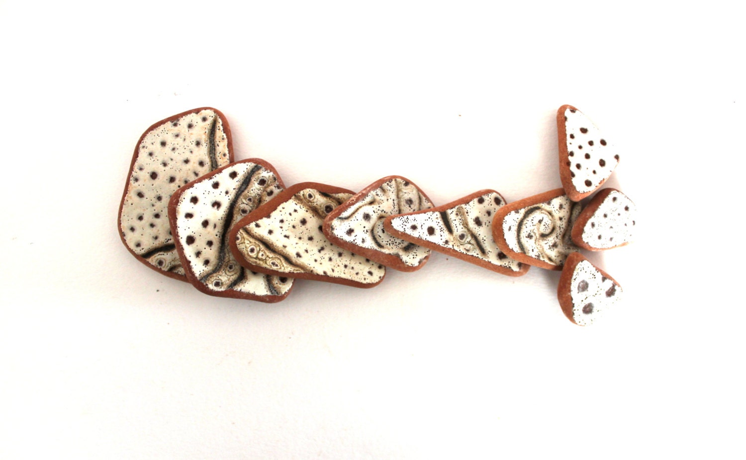 white, , brown, black, summer splash, spring trends,Italian beach pottery shards, jewelry supplies, vintage, natural beads,  (258)