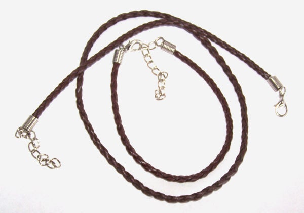 Sassy Silks Braided Leather Necklace And Braclet Set  Chocolate Brown