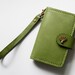 iPhone 4 Wallet - Leather iPhone Case with Tree Button Snap in Olive Green - for iPhone 4 or 4s - Handmade & Hand Stitched - Free Monogram