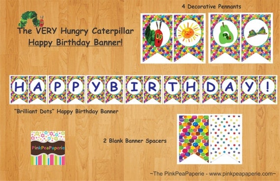 INSTANT DOWNLOAD - Printable VERY Hungry Caterpillar Happy Birthday Banner Il_570xn