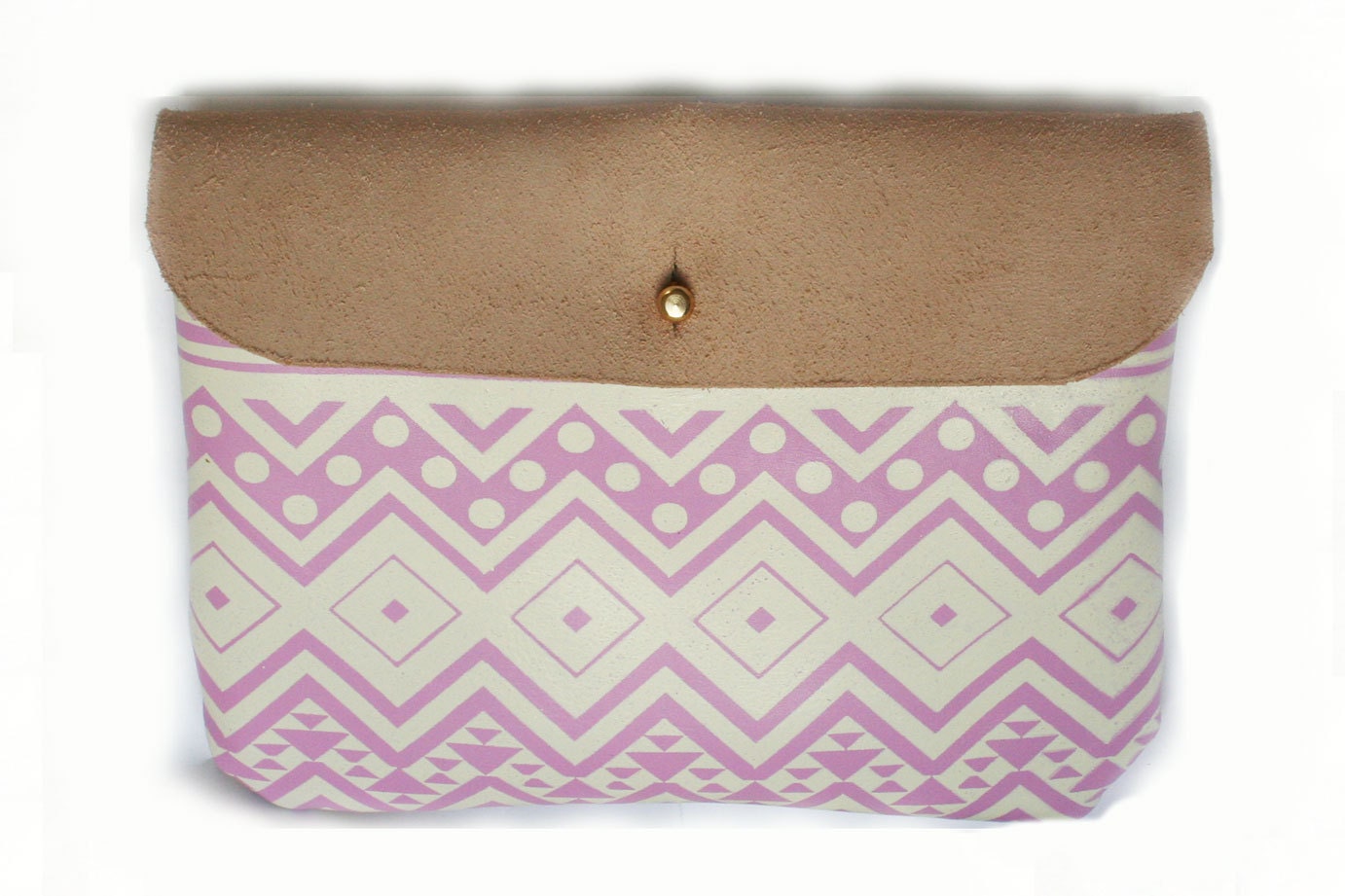 Clutch Bag Tribal Pattern in Pink and Cream