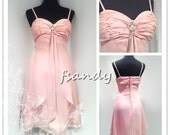 Customized pink chiffon crystal short prom dress, evening gown , bridesmaid dress ,party dress