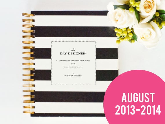 AUGUST 2013 - 2014 Black Striped Day Designer - A Yearly Strategic Planner & Daily Agenda for the Creative Entrepreneur