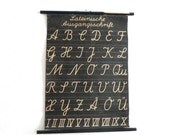 Vintage Pull-Down Chart- Germany- Educational Classroom Poster-Latienische Ausgangsschrift