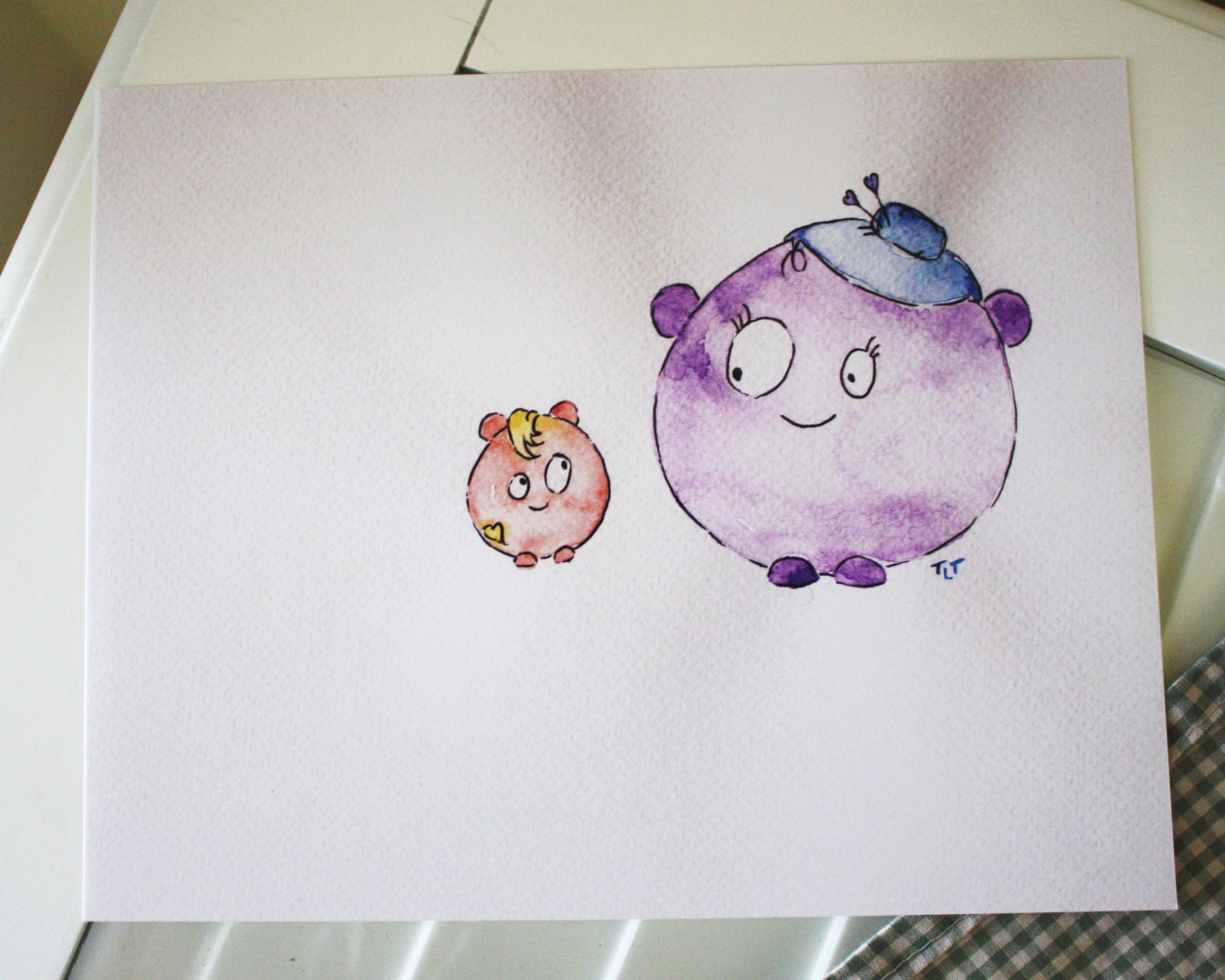 Watercolor Grandma Child 8x10 Painting (print)