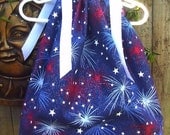 Red White and Blue fireworks pillowcase dress -infant baby toddler girl -patriotic- July 4th - memorial day- summer fireworks 