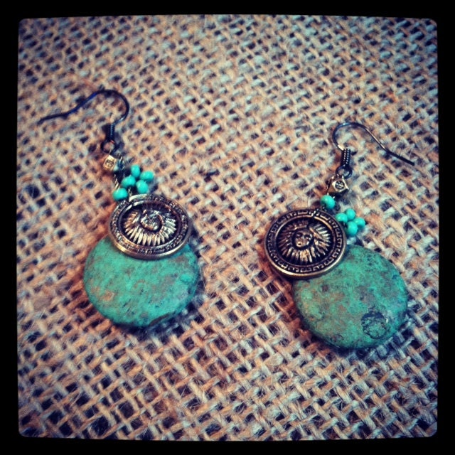 Rustic Green Textured earrings