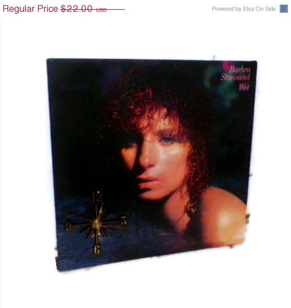 ON SALE Barbra Streisand - Wet Record Album Cover Wall Clock Retro Upcycled Recycled
