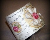 ON SALE Upcycled Recycled Retro Vintage Vinyl Record  Roses Eco Friendly Cuff Bracelet Gothic Style