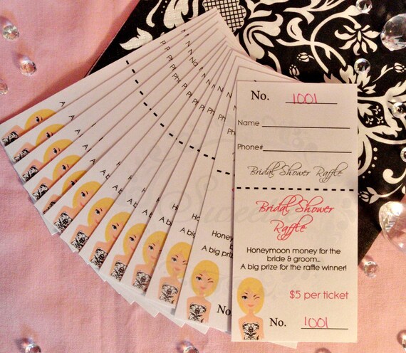 Bridal Shower Games 50 Pull Tabs & 50 Raffle by SweetiesEvents