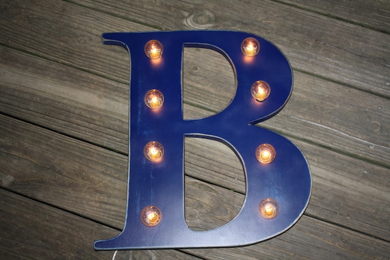 18" Wood letter  light, distressed, wedding decor, vintage chic, home decor
