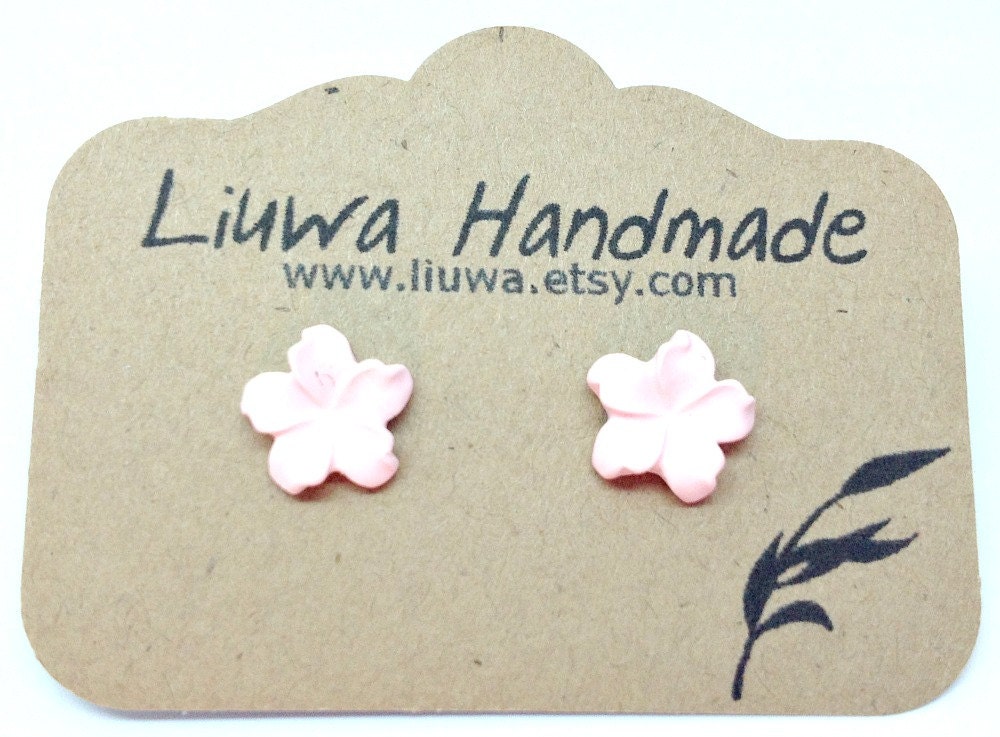 Light Pink Lily Earrings, Surgical Stainless Steel Posts, Pastel Pink Flower Earrings