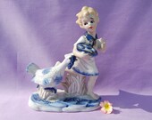 VINTAGE  Figurine Boy with Goose/Turkey, Porcelain Collectable