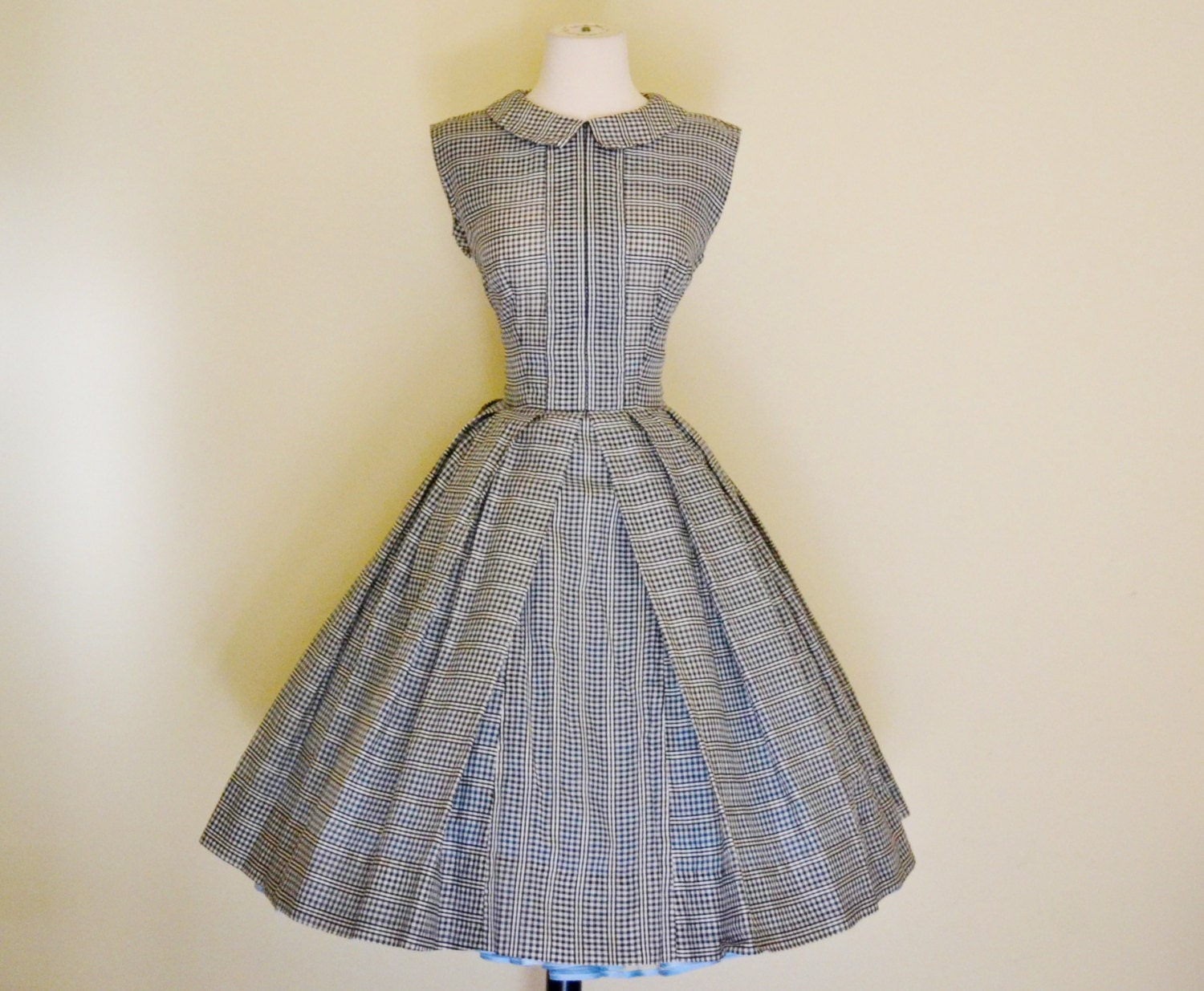 vintage 1950's R&K Originals perfect gingham semi sheer pin up dress
