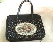 Vintage floral tapestry bag - perfect as tablet , netbook or laptop bag - canvas & floral tapestry