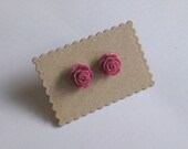 Plum vintage style rose stud earrings
