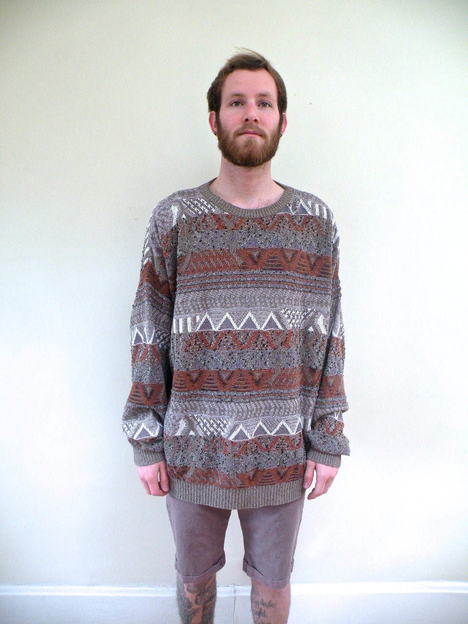 Rad 80s 90s Unisex Oversized Aztec Sweater