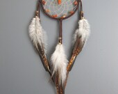 Dream Catcher Chocolate Brown Suede with Rooster Feathers