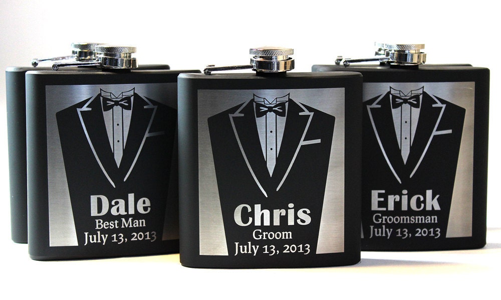 7 Personalized Flasks Groomsmen Gifts Tuxedo By Engravingpro