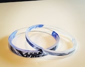 Set of 2 Glass Bangle Bracelets HandCut from Grey Goose Vodka Bottle