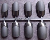 Matte/Flat Black with Gloss Tips False Nail Set