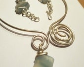 Blush Blue Quartz Swirl Necklace and Bracelet Set