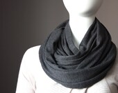 Sweater knit  Infinity scarf  jersey  Charcoal  cowl handmade neutral rib knit