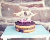 Love Birds Hand Engraved "We Do" Cake Topper Featured on Heart Love Weddings