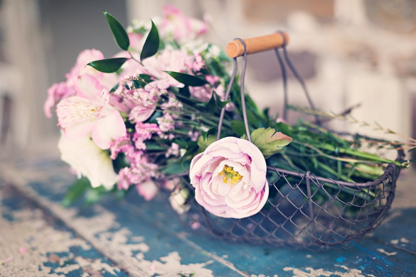 Country Chic Wire Flower Girl Basket