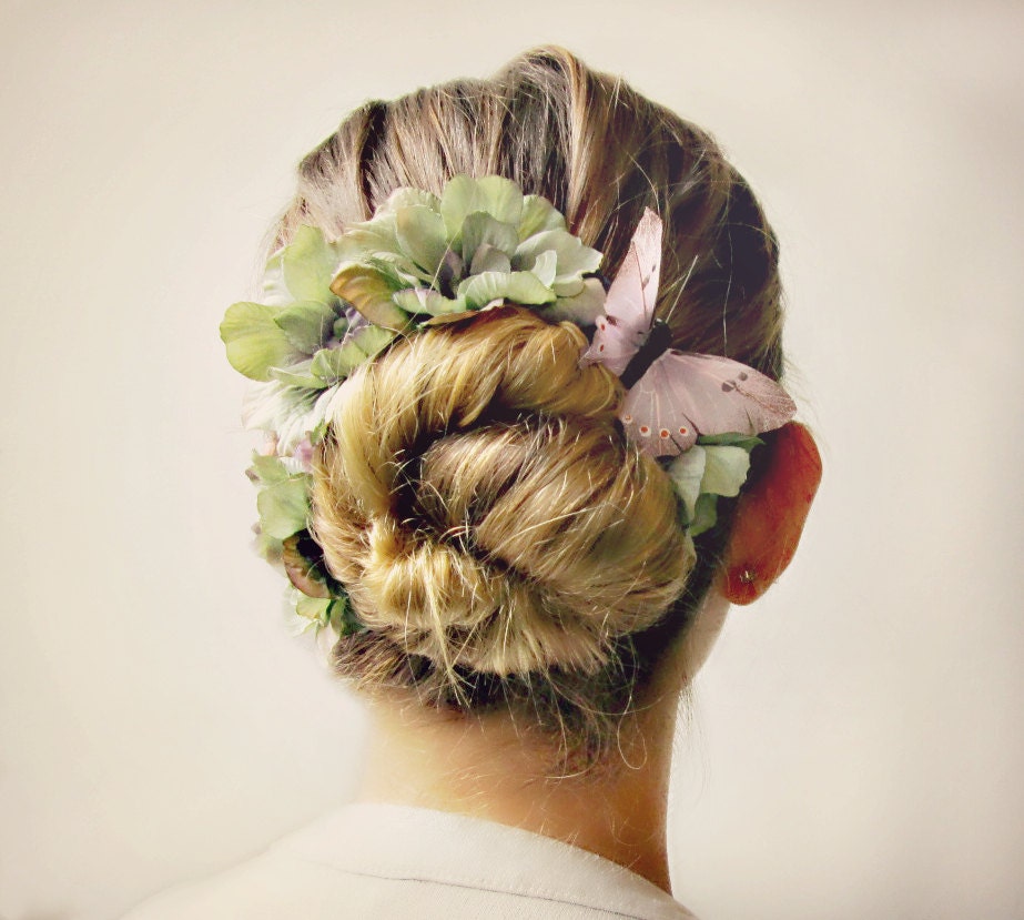 Louisa - Bun Belt, butterfly flower crown for your hair bun