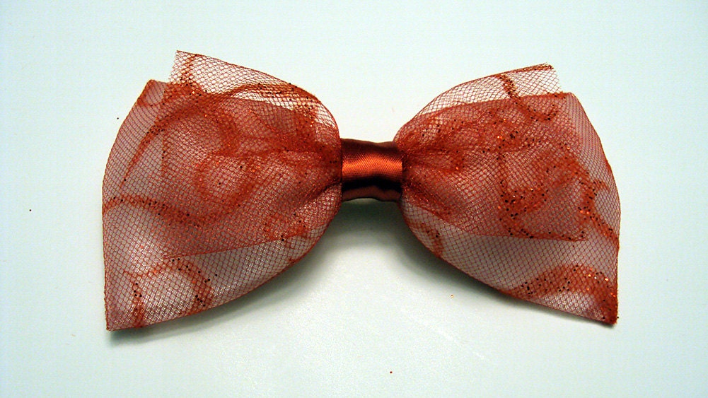 Sparkly Red Tulle Double Hair Bow- Barrette, Alligator Clip, or Heaband