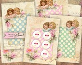 Button Tags - digital collage sheet - set of 8 - Printable Download