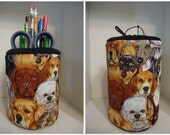 Dogs Fabric OR Valentine Candy Hearts Fabric OR Tweety Fabric 2 Piece Set Eyeglass Holder & Pencil Holder nite stand desk gift office friend