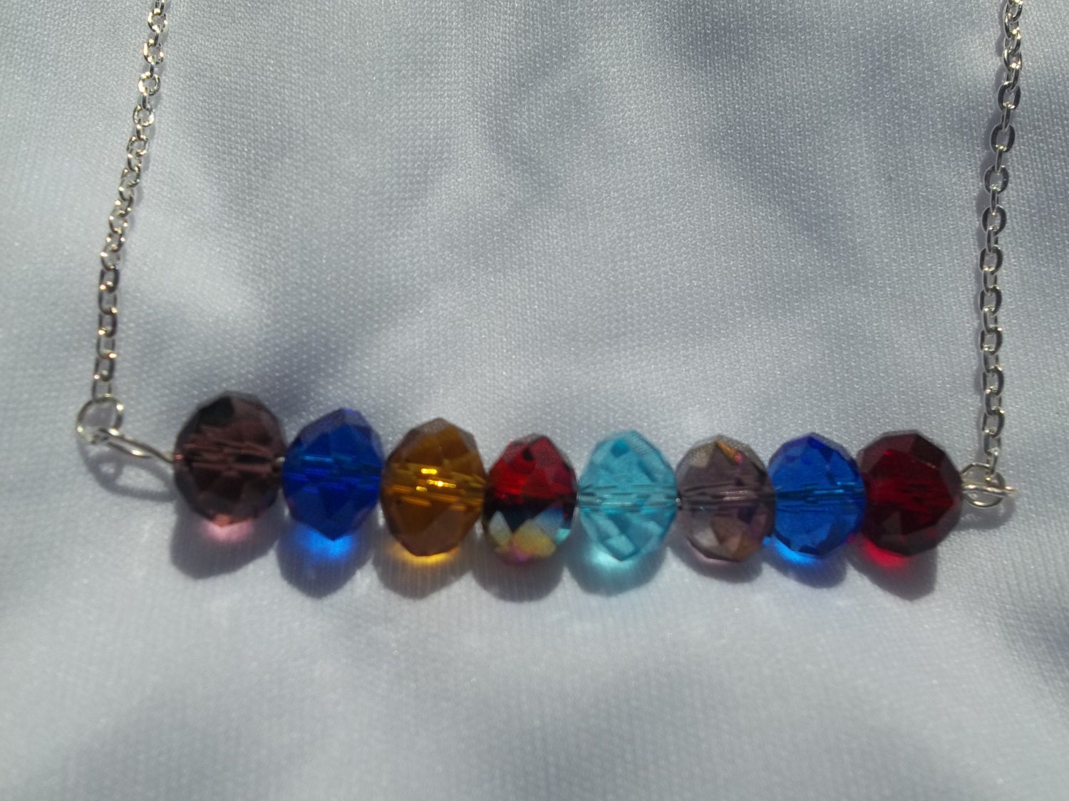 Horizontal beaded birthstone necklace- comes with 2 birthstones