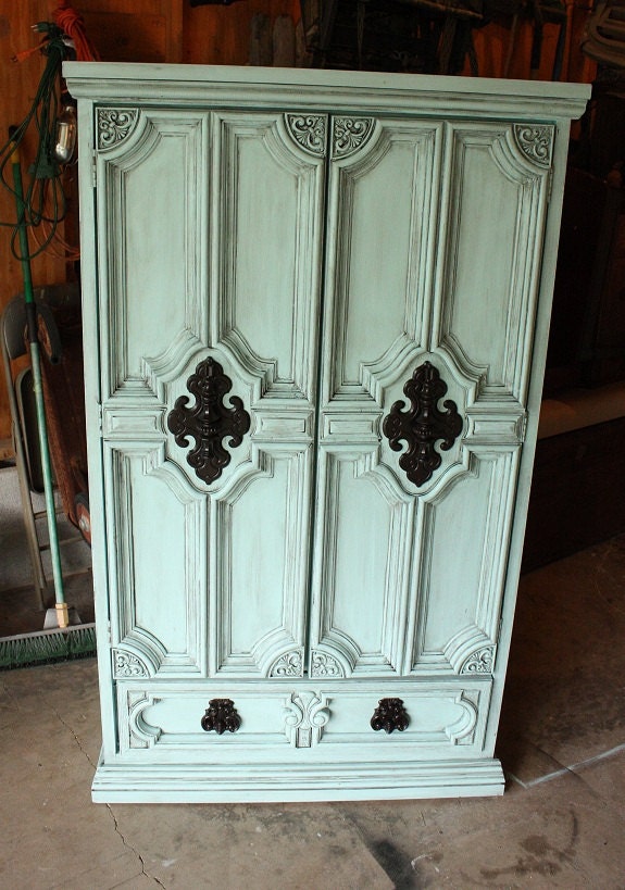 Shabby Chic Duck Egg Blue Armoire
