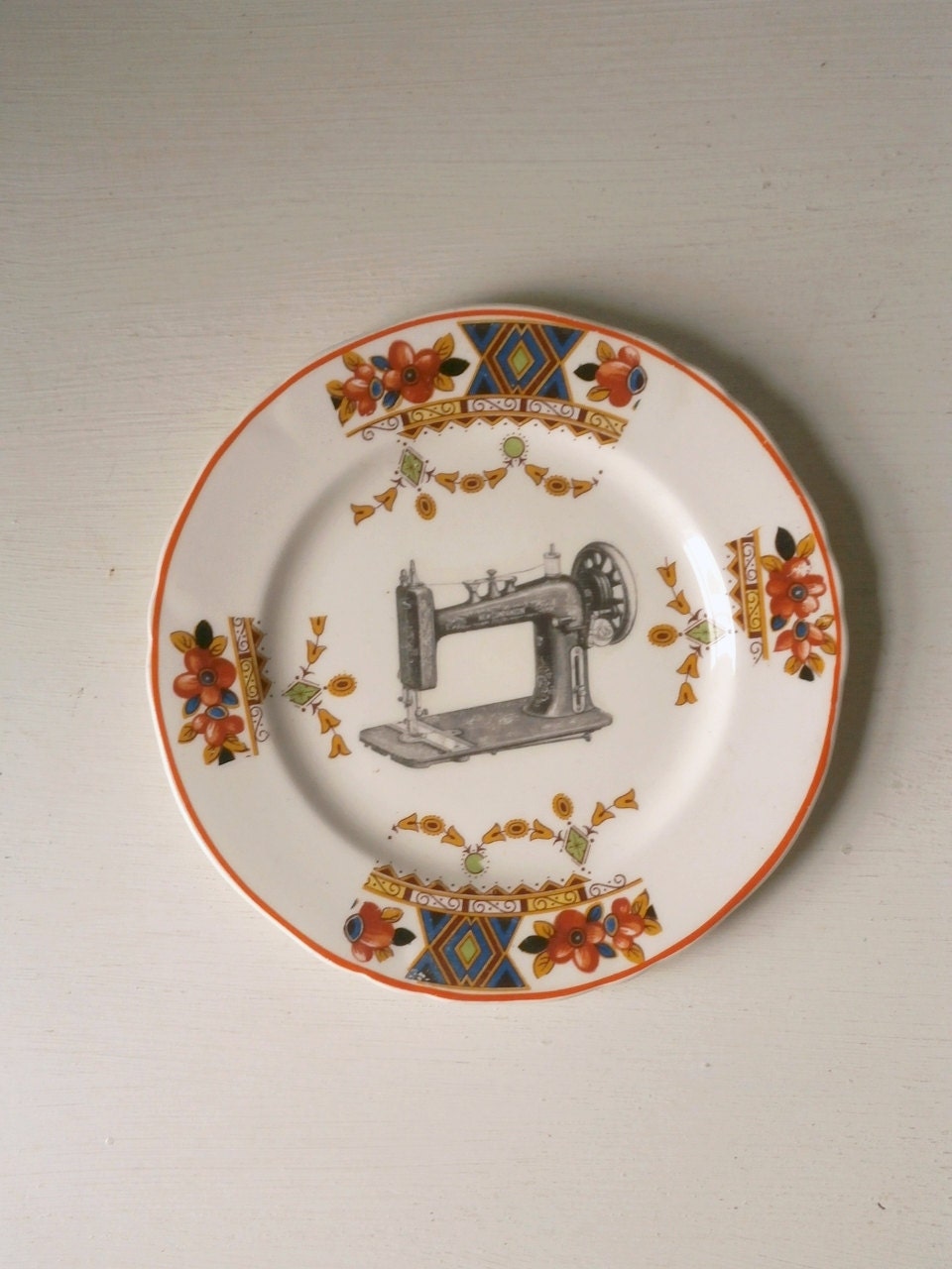 Vintage Singer Sewing Machine Plate Victorian Altered Art