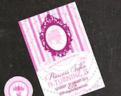 Pink Princess Royal Invitation - SIlhouette with crown - Invito Festa principessa Rosa - Printable 4x6 File - PDF - Printable Party
