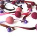 Felt wool balls garland Easter multicolor purple pink lavender satin ribbon jingle bells