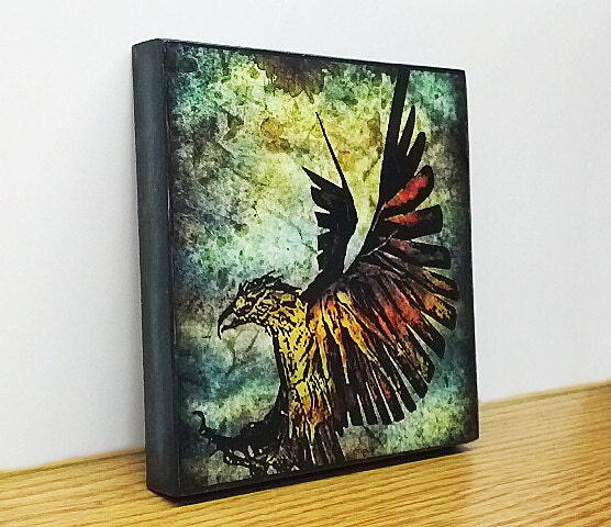 6x6 mounted print - "Eagle In Flight" original art block by Bryan Gosselin