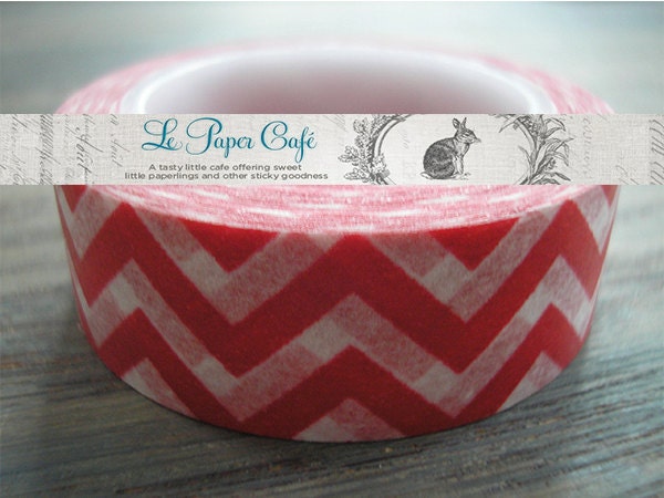 RED CHEVRON Washi Tape - Decorative Pattern Masking Tape - 15mm x 10m