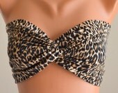 Animal print leopard spandex twisted lycra bandeau strappless bra bandeau bikini swimwear bikini top girly accessories