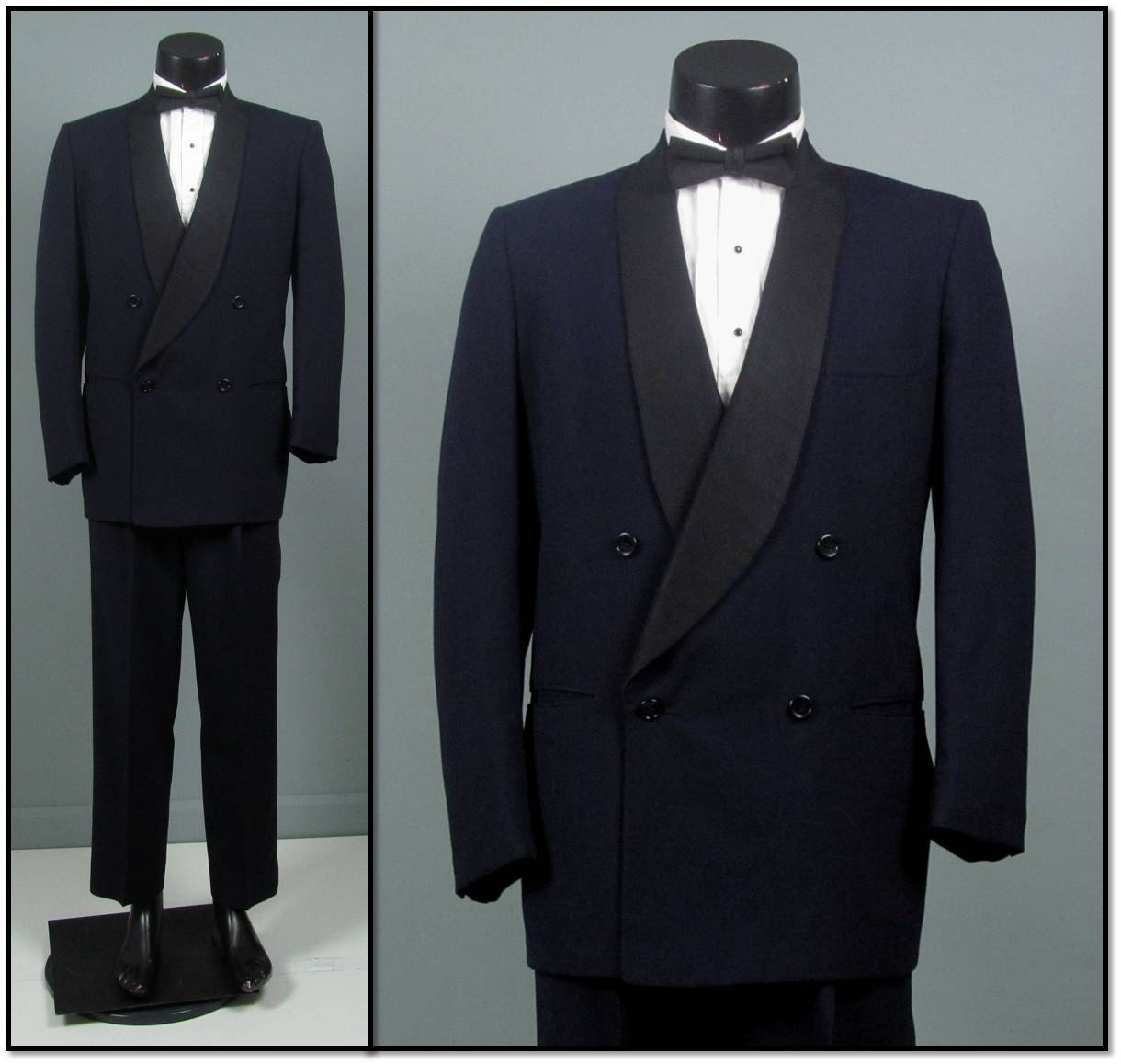 Vintage Tuxedo Mens 1950s MIDNIGHT BLUE Double Breasted Shawl Collar Two 2 Piece Mens Vintage Tuxedo - jauntyrooster